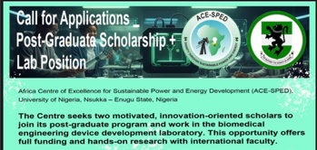 Call for Applications Post-Graduate Scholarship + Lab Position 