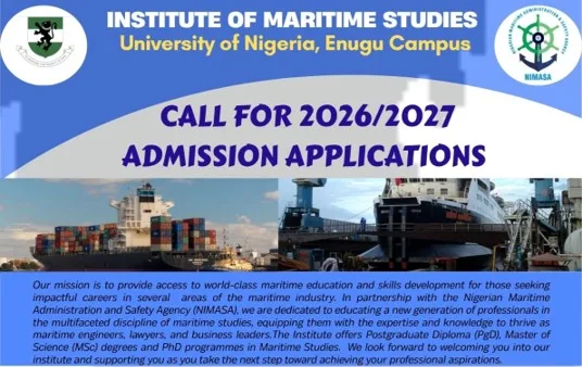 20262027 POSTGRADUATE ADMISSIONS – INSTITUTE OF MARITIME STUDIES, UNN